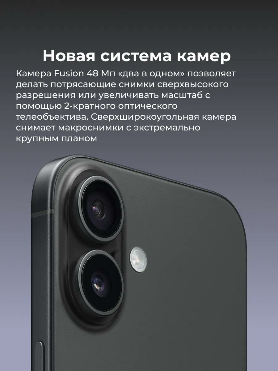 Смартфон Apple iPhone 16 256GB, Black (Черный) Sim+ESim 2024 — фото 3