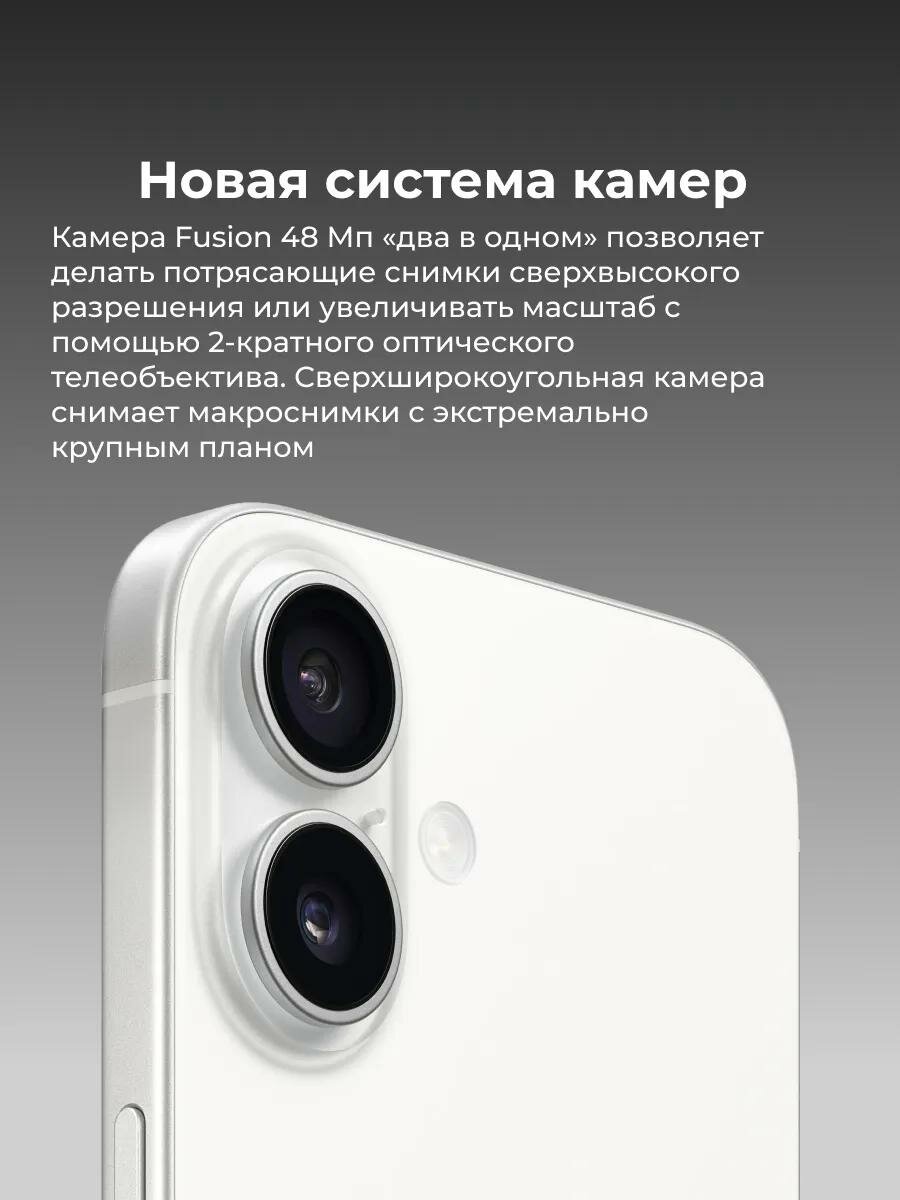 Смартфон Apple iPhone 16 256GB, White (Белый) Sim+E-Sim 2024 — фото 2